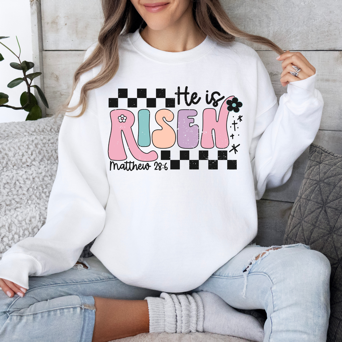 He Is Risen Colored - Crewneck Sweatshirt or Tshirt