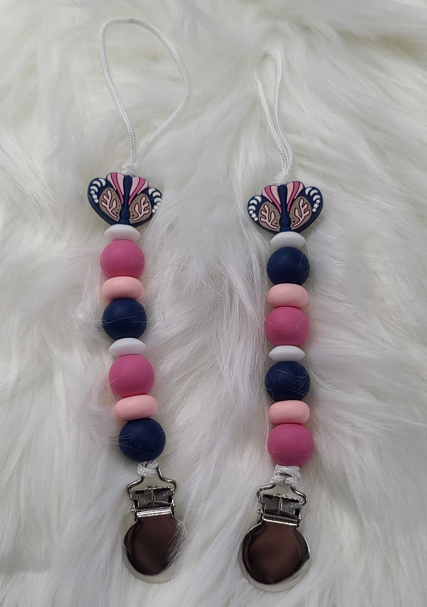 Beaded Pacifier / Teether Clips - Moth