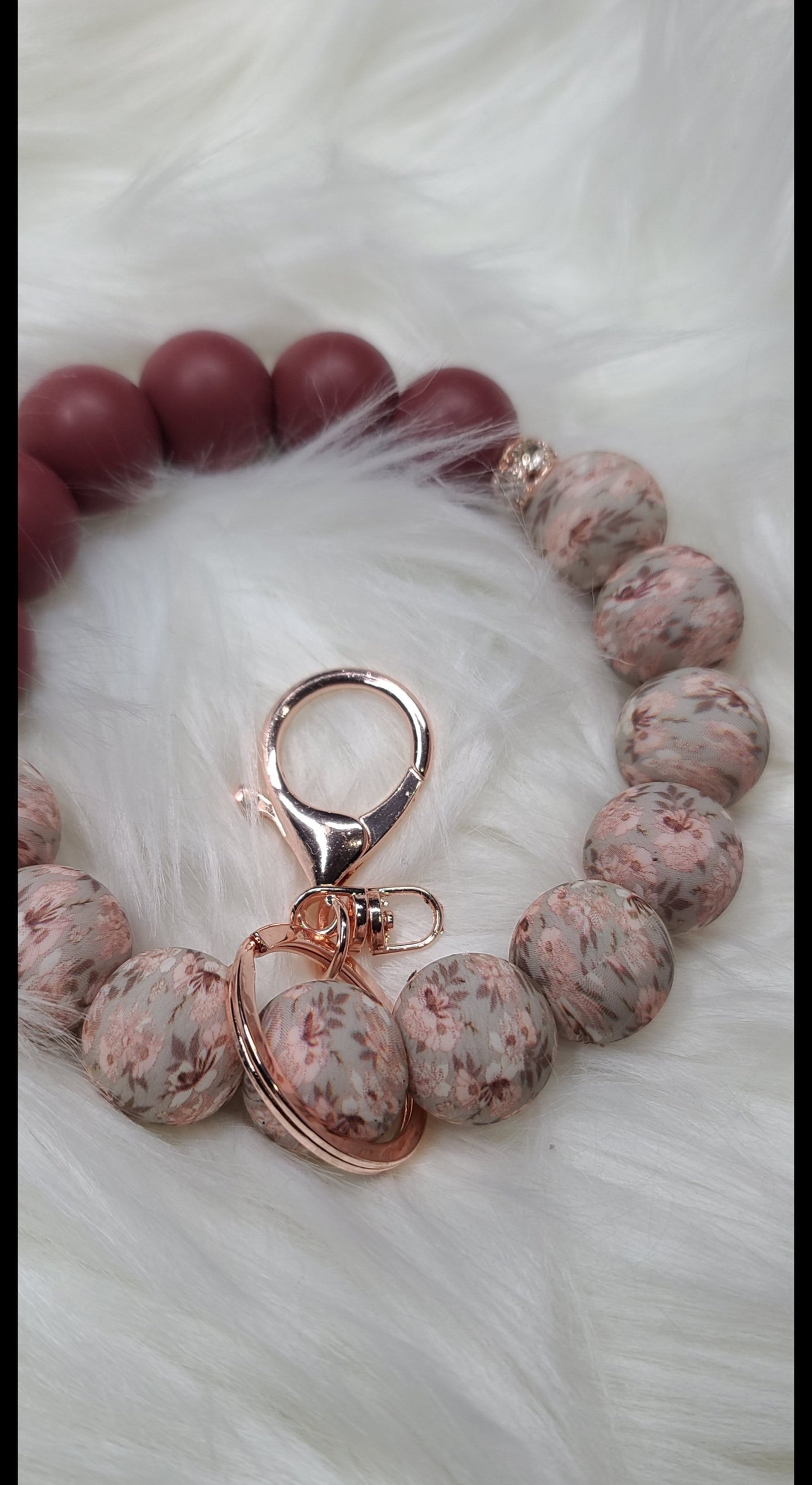 Wristlet Keychain - Mulberry Floral