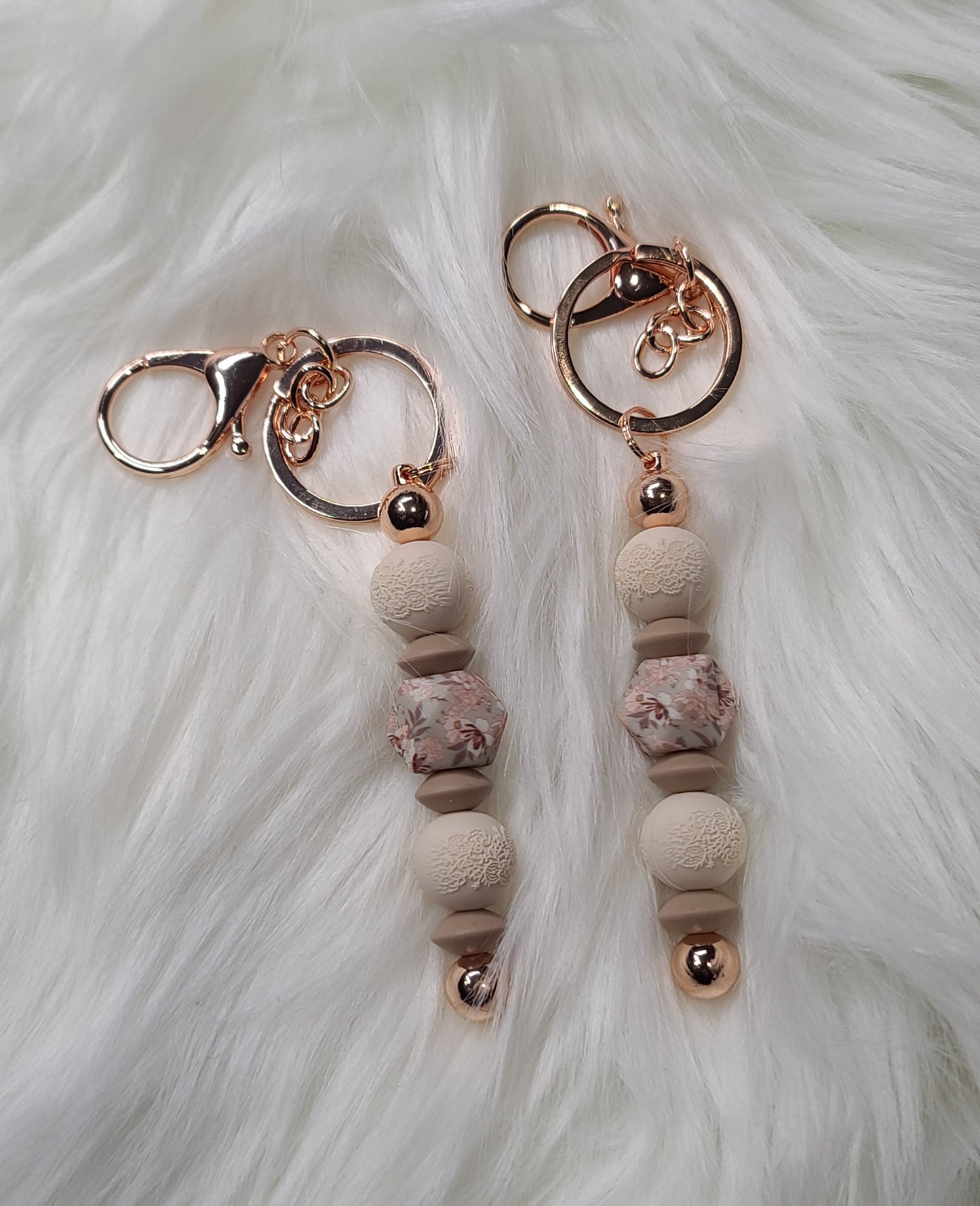 Floral Beaded Bar Keychain