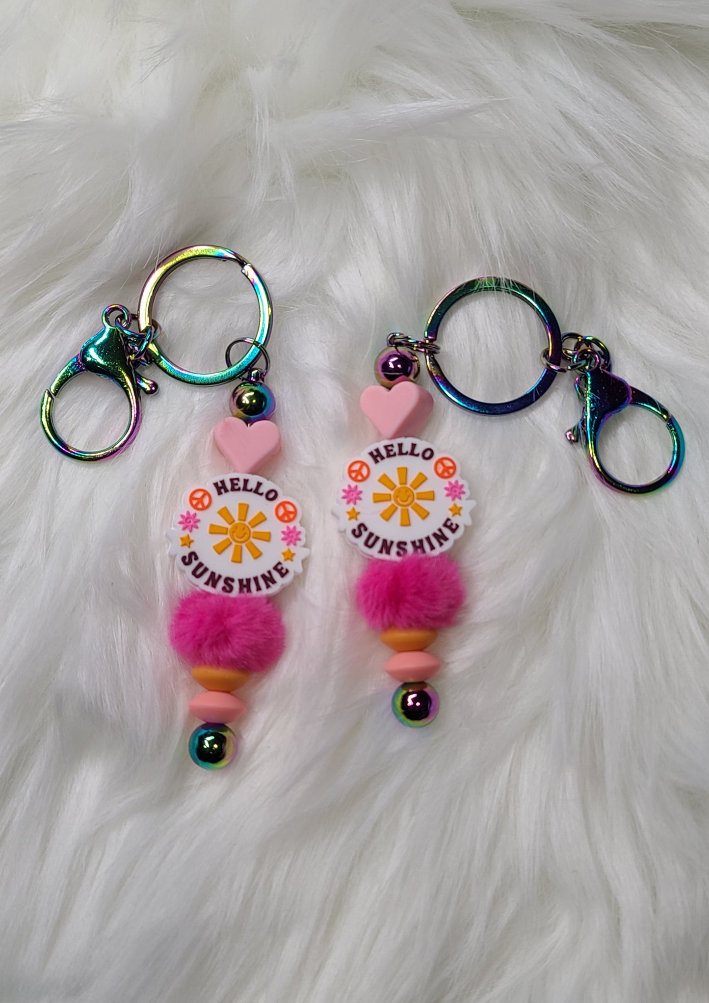 Hello Sunshine Beaded Bar Keychain