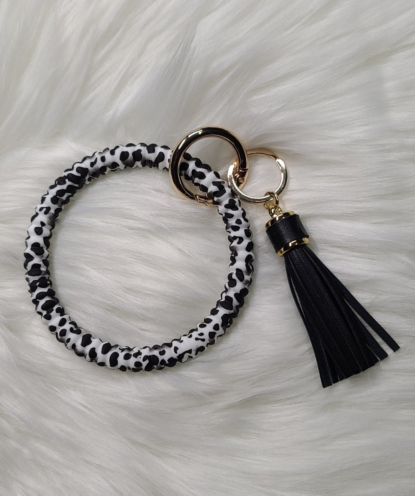 Cow Infinity Wristlet with tassel