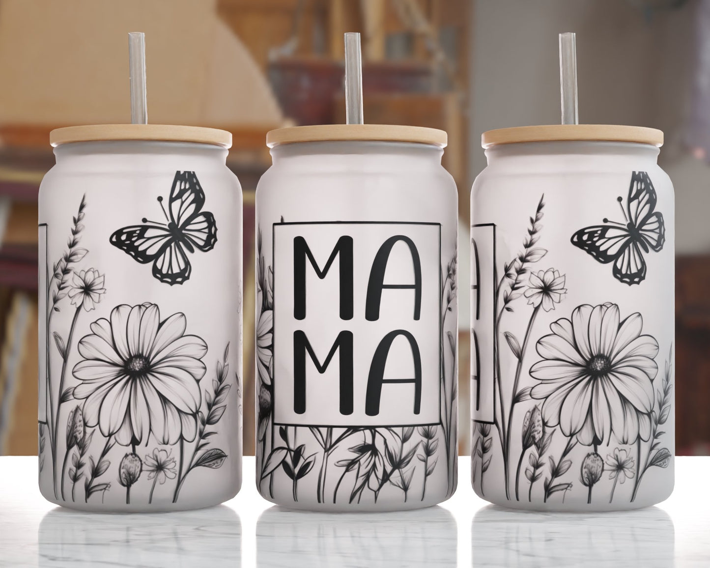 Mama Floral - 16oz Glass Can-SQ4778610