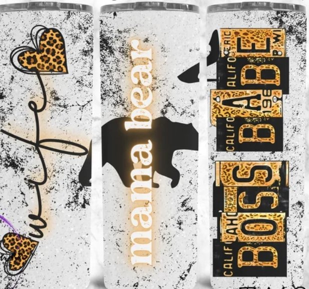 Wife/Mama Bear/Boss Babe - 20oz Skinny Tumbler