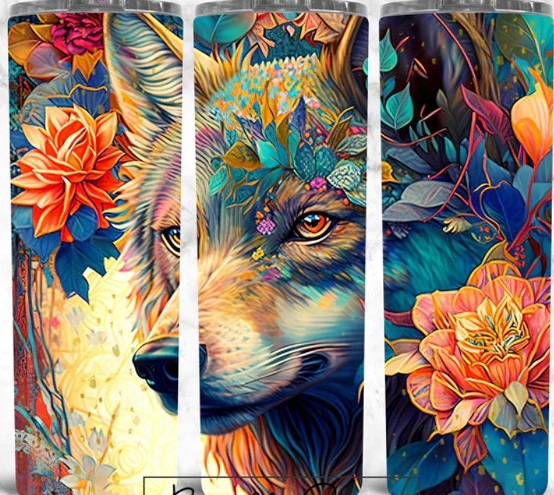 Wolf Floral - 20oz Skinny Tumbler