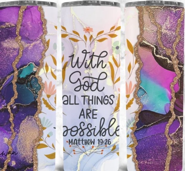 Matthew 19:26 - 20oz Skinny Tumbler