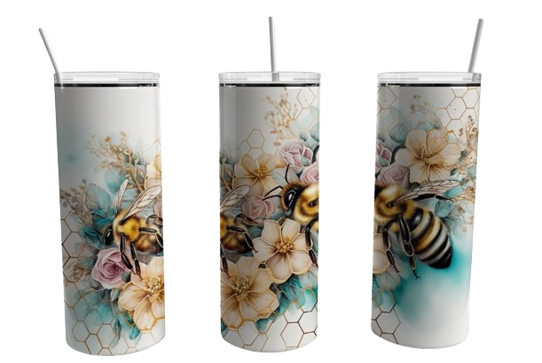 Floral Bee - 20oz Skinny Tumbler
