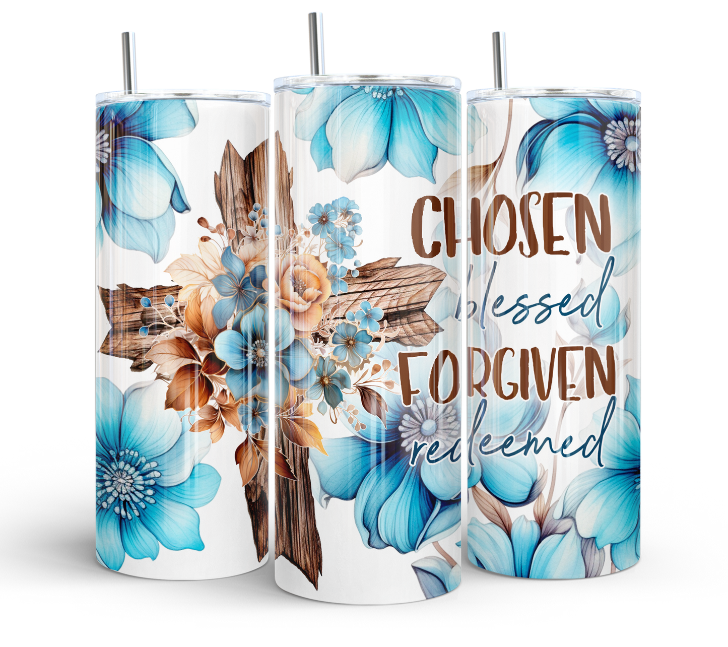 Chosen Blessed Forgiven Redeemed - 20oz Skinny Tumbler