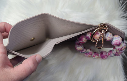 Keychain Wristlet with Mini Trifold Wallet - Floral