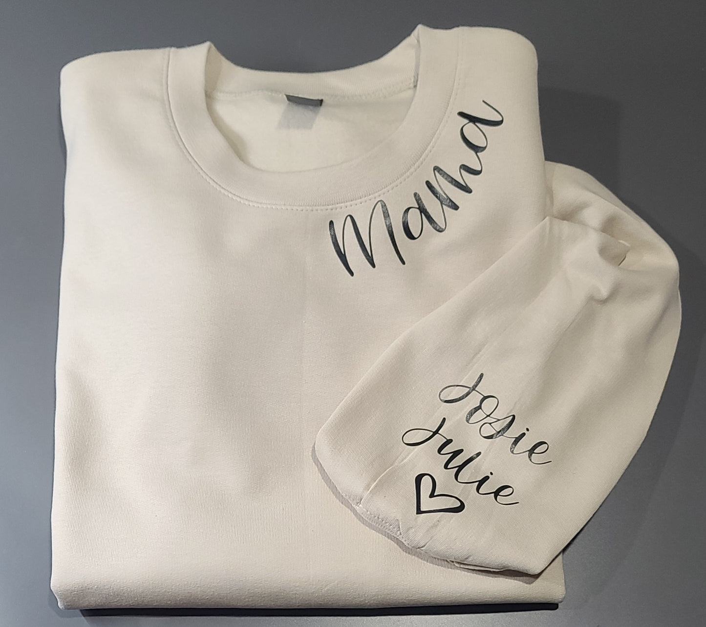 Mama with Kids names, Neckline Sweatshirt