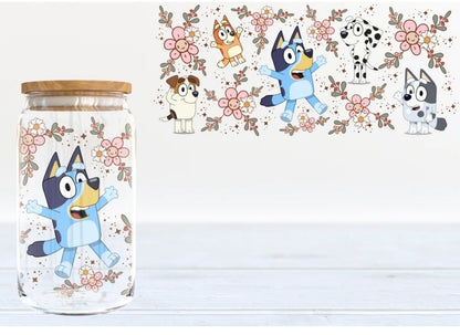 Blue Dog floral UVDTF