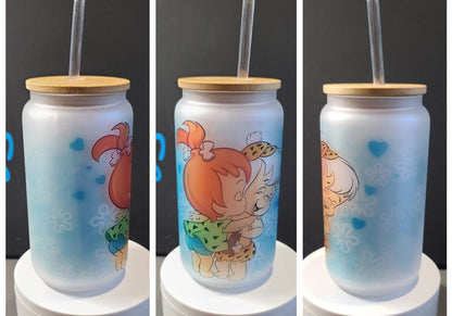 Flintstones 16oz Frosted Glass tumbler