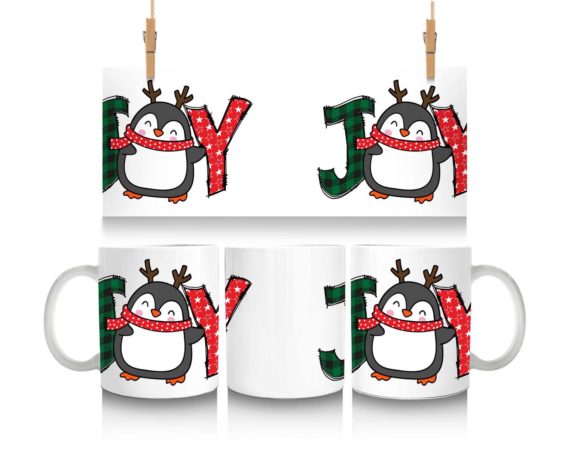 Christmas 10oz Stackable Mugs - Set of 4