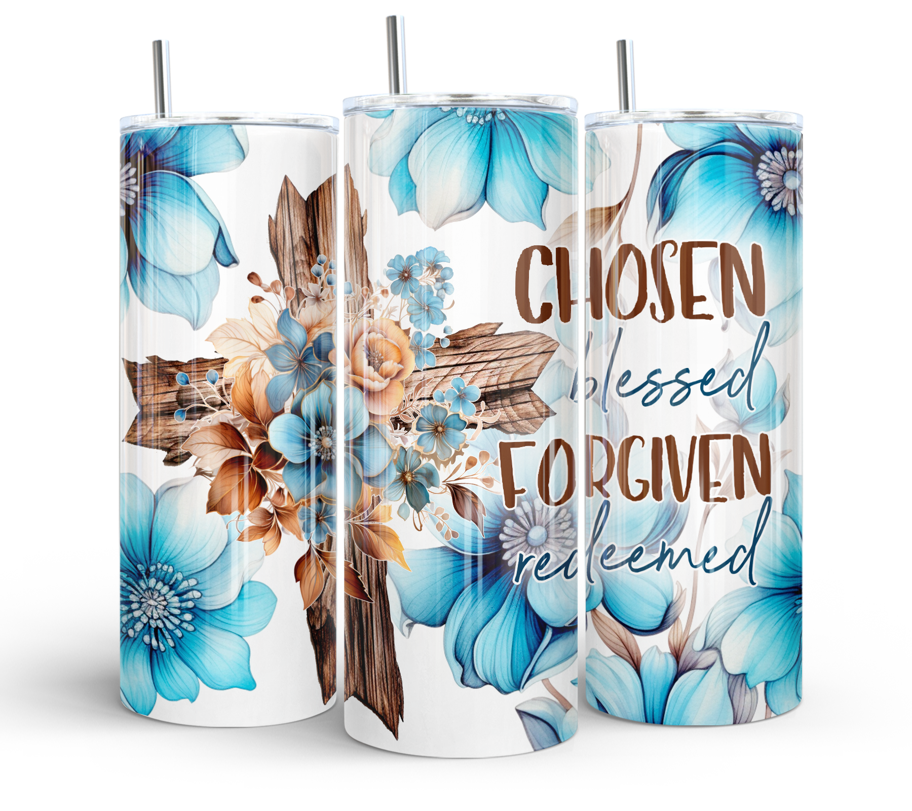 Chosen Blessed Forgiven Redeemed - 20oz Skinny Tumbler